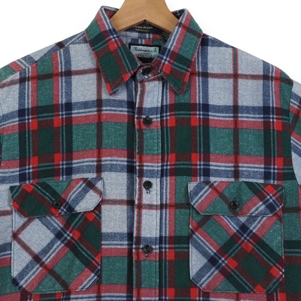 Vintage 90s Fieldmaster Flannel Shirt Mens M USA Plaid Grunge Workwear Sears
